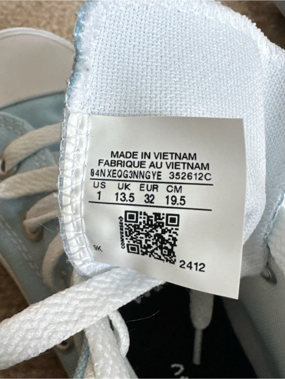 Converse Custom Sky Blue Chuck Taylor All Star Kids High Top Sneaker Size 1Y